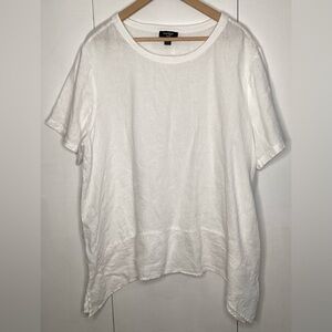 Lord & Taylor White Linen Top XXL